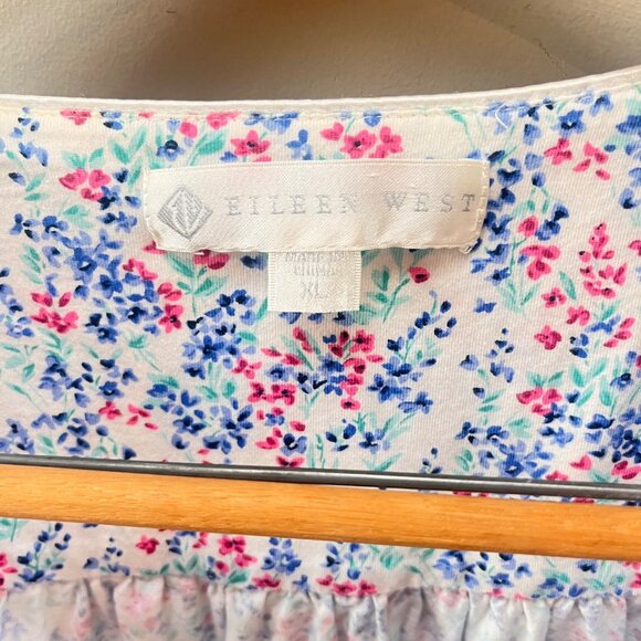 Eileen West Long-Sleeved Short Floral and‎ Lace Detail Nightgown- Sz. XL - Picture 5 of 9